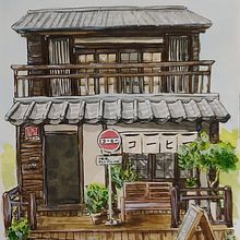 My project for course: Illustrating Charming Scenes with Watercolor and Ink. Projekt z dziedziny  Malarstwo, Sketching, Malowanie akwarelą,  R, sunek architektoniczn,  R i sunek atramentem użytkownika suemytanaka - 05.11.2022