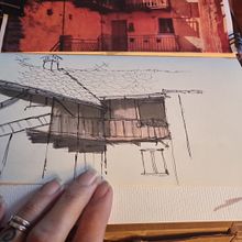 Casa abbandonata. Sketching, Drawing, Architecture, Street Art, L, scape Architecture, and Sketchbook project by Chantal Cerise - 11.13.2022