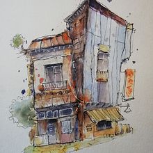 My project for course: Expressive Architectural Sketching with Colored Markers. Projekt z dziedziny  Architektura, Sketching,  Rysunek,  Rysunek architektoniczny, Sketchbook i  Rysunek atramentem użytkownika gérard cheirézy - 14.11.2022