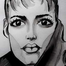 Meu projeto do curso: Pintura artística com tinta nanquim. Un proyecto de Ilustración tradicional, Bellas Artes, Pintura, Dibujo a lápiz, Dibujo de Retrato, Dibujo artístico e Ilustración con tinta de Helen Santos - 14.11.2022