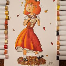 Autumn vibes. Traditional illustration, Character Design, Painting, Comic, Sketching, Drawing, Concept Art, Artistic Drawing, and Color Theory project by julsina - 11.15.2022