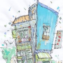 Mon projet du cours : Esquisses d'architecture expressives aux feutres de couleur. Projekt z dziedziny Sketching,  R, sunek,  R, sunek architektoniczn, Sketchbook,  R i sunek atramentem użytkownika dupointdevuedeloeil - 16.11.2022