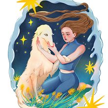 The Girl With Her Greyhound. Un progetto di Illustrazione tradizionale di Paw - 30.09.2022