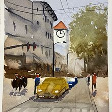 Mein Abschlussprojekt für den Kurs: Stadtlandschaften in Aquarell. Un progetto di Belle arti, Pittura ad acquerello e Illustrazione architettonica di martina_winkler24 - 18.11.2022
