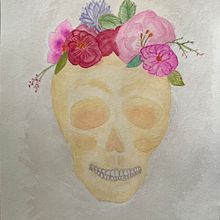 Katrina de dia de Muertos. Un proyecto de Bellas Artes, Ilustración tradicional, Pintura, Dibujo y Dibujo artístico de Cristina Gomez - 30.10.2022