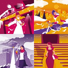 Bella Aurora. Ilustraciones para colección de packs. Un progetto di Illustrazione tradizionale, Packaging, Pubblicità e Design di Juanma García Escobar - 20.11.2022