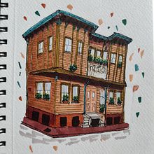 Mon projet du cours : Esquisses d'architecture expressives aux feutres de couleur. Un proyecto de Bocetado, Dibujo, Ilustración arquitectónica, Sketchbook e Ilustración con tinta de Alexandra Saget - 29.12.2022