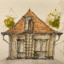 My project for course: Expressive Architectural Sketching with Colored Markers, typical house in Bergen. Projekt z dziedziny Sketching,  R, sunek,  R, sunek architektoniczn, Sketchbook,  R i sunek atramentem użytkownika Anja Fauske - 20.11.2022