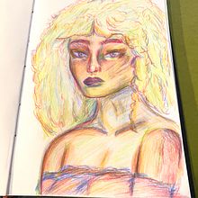 Mi proyecto del curso: Dibujo de retratos llamativos con lápices de colores. Un proyecto de Dibujo, Dibujo de Retrato, Sketchbook y Dibujo con lápices de colores de Angelina Emma Diaz - 21.11.2022