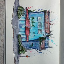 My project for course: Expressive Architectural Sketching with Colored Markers. Projekt z dziedziny Sketching,  R, sunek,  R, sunek architektoniczn, Sketchbook,  R i sunek atramentem użytkownika kateqwerty218 - 21.11.2022