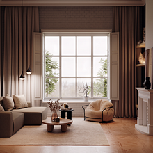 Salón Japandi Ein Projekt aus dem Bereich ArchVIZ, Innendesign, Innenarchitektur und 3-D-Modellierung von neli_madorino - 22.11.2022
