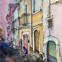 Monte San Angelo : Architectural Sketching with Watercolor and Ink. Sketching, Drawing, Watercolor Painting, Architectural Illustration, Sketchbook & Ink Illustration project by Louise Young - 11.23.2022