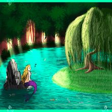 The mysterious lake. Projekt z dziedziny Trad, c, jna ilustracja, Ilustracja c, frowa, R, sunek c i frow użytkownika Elisa Shadow - 23.11.2022