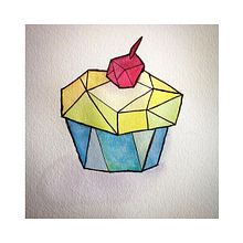Crystal Cupcake, watercolor and brush pen. Watercolor Painting, and Traditional illustration project by JP Rhea - 07.05.2017