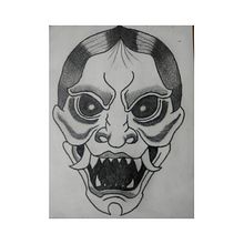 Mi proyecto del curso: Técnicas de tatuaje blackwork con línea fina - HANNYA - con cartuchos 3RL y 9RL.. Tattoo Design project by Juan Leiva Chaves - 11.12.2022