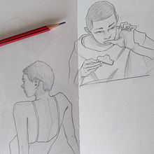 Bocetos a lápiz. Sketching, Sketchbook, Pencil Drawing, Drawing, and Portrait Drawing project by Alicia Ribes - 11.24.2022