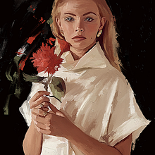 Woman Holding a Rose by Rod Lovell - A Guide to Creating Digital Portraits. Traditional illustration, Pencil Drawing, Drawing, Portrait Drawing, Realistic Drawing, Artistic Drawing, Digital Drawing, Figure Drawing, Colored Pencil Drawing, Portrait Photograph, Painting, Digital Illustration, Digital Painting, Portfolio Development, Self-Portrait Photograph, Watercolor Painting, Acr, lic Painting, Oil Painting, Gouache Painting, Matte Painting, Decorative Painting & Instagram project by Rod Lovell - 11.25.2022