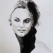 My project for course: Mindful Painting with India Ink. Projekt z dziedziny Trad, c, jna ilustracja,  Sztuki piękne,  Malarstwo, R, sunek ołówkiem, Portret,  R, sunek art, st, czn,  R i sunek atramentem użytkownika Gül Günizi - 27.11.2022