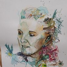 Mi proyecto del curso: Retrato experimental con tinta, alcohol y té Ein Projekt aus dem Bereich Bildende Künste, Malerei, Zeichnung, Illustration mit Tinte und Traditionelle Illustration von Ana María Luque - 01.11.2022