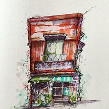 Somewhere in Japan - Rusty Noodle Shop. Sketchbook project by Bryan Casson - 11.21.2022