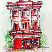 Beach Street Fire & Rescue - Penang, Malaysia . Sketching, and Sketchbook project by Bryan Casson - 11.24.2022