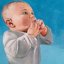 Meu filho com 6 meses, acrílico sobre tela, nunca finalizado.. Un proyecto de Ilustración tradicional, Bellas Artes y Pintura de André De Sá Gomes - 11.08.2020