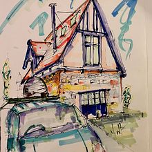 Samwise Hall: Expressive Architectural Sketching with Colored Markers. Traditional illustration, Advertising, Music, Design, Photograph, Film, Video, and TV project by Max Robertson - 11.29.2022