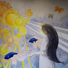 The Weaver. Traditional illustration, Watercolor Painting, Children's Illustration, Children's Literature, Picturebook, Stationer, and Design project by Vivian Burren - 11.29.2022