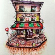 Le Consulat, Paris, France. Sketching, and Sketchbook project by Bryan Casson - 11.28.2022