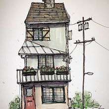 Mijn project van de cursus: Creëer expressieve architecturale schetsen met kleurstiften. Sketching, Drawing, Architectural Illustration, Sketchbook & Ink Illustration project by Angelique - 11.30.2022
