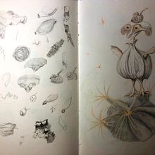 Mon projet du cours : Dessin de créatures fantastiques inspirées de la nature. Projekt z dziedziny R, sunek ołówkiem,  R, sunek, Malowanie akwarelą, Sketchbook, Ilustracja naturalist i czna użytkownika fabiennebegonia - 03.12.2022