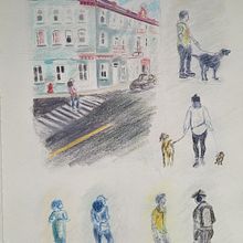 Mon projet du cours : Illustration aux crayons de couleur dans un carnet de croquis. Traditional illustration, Fine Arts, Sketching, Pencil Drawing, Drawing, Artistic Drawing, and Sketchbook project by Nathalie Rivest - 12.03.2022