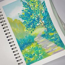 Mon projet du cours : Initiation à la peinture de paysages à la gouache. Un proyecto de Bellas Artes, Pintura, Ilustración naturalista				 y Pintura gouache de Mary P - 04.12.2022