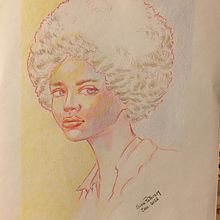 Meu projeto do curso: Desenho de retratos vibrantes com lápis de cor. Drawing, Portrait Drawing, Sketchbook, and Colored Pencil Drawing project by Sissi - 12.04.2022