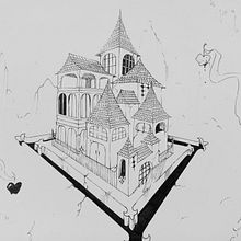 Perspectiva - Escenari imaginari. Ilustração tradicional projeto de Nerea Iznájar Blázquez - 05.12.2022