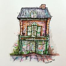 Lindum Books, Lincoln, UK. Sketching, and Sketchbook project by Bryan Casson - 12.04.2022