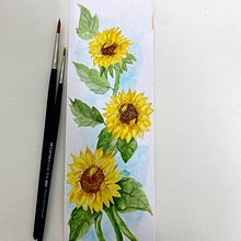 Girasoles . Un proyecto de Pintura a la acuarela, Ilustración tradicional y Bellas Artes de Ana leticia Lainez castro - 07.12.2022