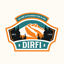 Mount. Dirfi | Badge Logo Design. Un progetto di Br, ing, Br, identit, Graphic design, Illustrazione vettoriale e Design digitale di Yiannis Argiropoulos - 02.12.2022