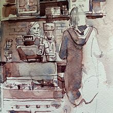 Urban sketch (on location drawing with other sketchers). Een project van Traditionele illustratie van fairouz - 09.12.2022