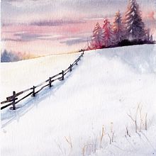 Winter landscape. Projekt z dziedziny Malowanie akwarelą,  Malarstwo i  Sztuki piękne użytkownika Doro K - 11.12.2022