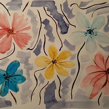 Some flowers. Projekt z dziedziny Design, Trad, c, jna ilustracja,  R, sunek, Kreat, wność i Malowanie akwarelą użytkownika Ana Cristina Estêvão - 13.12.2022