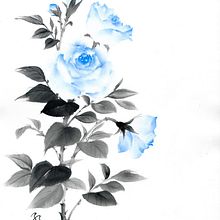My project for course: Sumi-e Painting with Color for Floral Illustrations. Traditional illustration, Fine Arts, Painting, Botanical Illustration & Ink Illustration project by Koshu (Akemi Lucas) - 12.13.2022