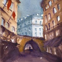 Mon projet du cours : Représentation architecturale à l'aquarelle. Projekt z dziedziny Trad, c, jna ilustracja, Sketching,  R, sunek, Malowanie akwarelą,  R, sunek architektoniczn i Sketchbook użytkownika Johanne Kirouac - 15.12.2022