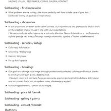 My project for course: Portfolio Design with Figma: Self-Promotion for Creatives LANDING PAGE HAIRDRESSING SALON. Un proyecto de Diseño, UX / UI, Consultoría creativa, Marketing, Diseño Web, Creatividad y Gestión del Portafolio de Justyna Szewczyk - 16.12.2022