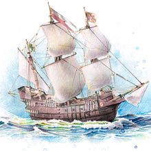 Galleon San Francisco II Ein Projekt aus dem Bereich Traditionelle Illustration, Bleistiftzeichnung und Aquarellmalerei von Mentiradeloro Esther Cuesta - 19.12.2022