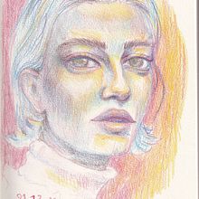My project for course: Vibrant Portrait Drawing with Colored Pencils. Projekt z dziedziny  R, sunek, Portret, Sketchbook, R i sowanie kredkami użytkownika doudoll - 21.12.2022
