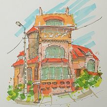 My project for course: Expressive Architectural Sketching with Colored Markers. Sketching, Drawing, Architectural Illustration, Sketchbook & Ink Illustration project by Esther Middel - 12.22.2022
