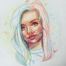 Mon projet du cours : Dessin de portraits expressifs aux crayons de couleur . Drawing, Portrait Drawing, Sketchbook, and Colored Pencil Drawing project by calylla - 12.19.2022