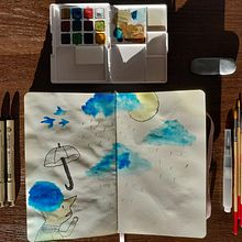 My project for course: Creative Watercolor Sketching for Beginners. Projekt z dziedziny Trad, c, jna ilustracja, Sketching, Kreat, wność,  R, sunek, Malowanie akwarelą i Sketchbook użytkownika Nina Šarišská - 01.12.2022