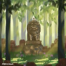 guardian lion statue in the middle of the forest. Un progetto di Illustrazione tradizionale e Illustrazione digitale di Intan Mubarokah - 23.12.2022